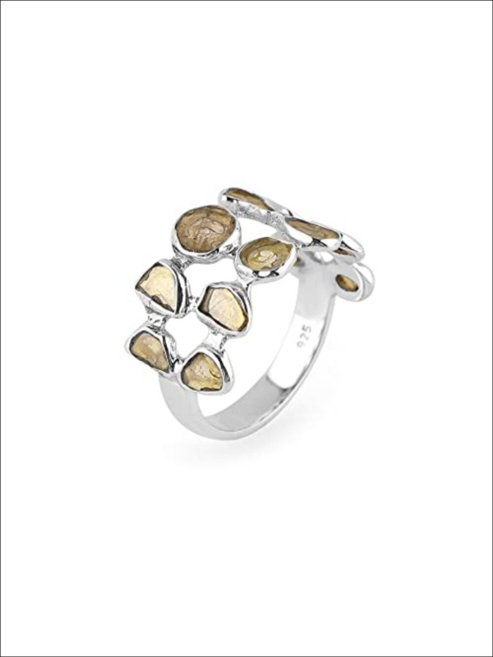 925 Sterling Silver Polki Diamond Ring US 9 Handmade Boho Wedding
